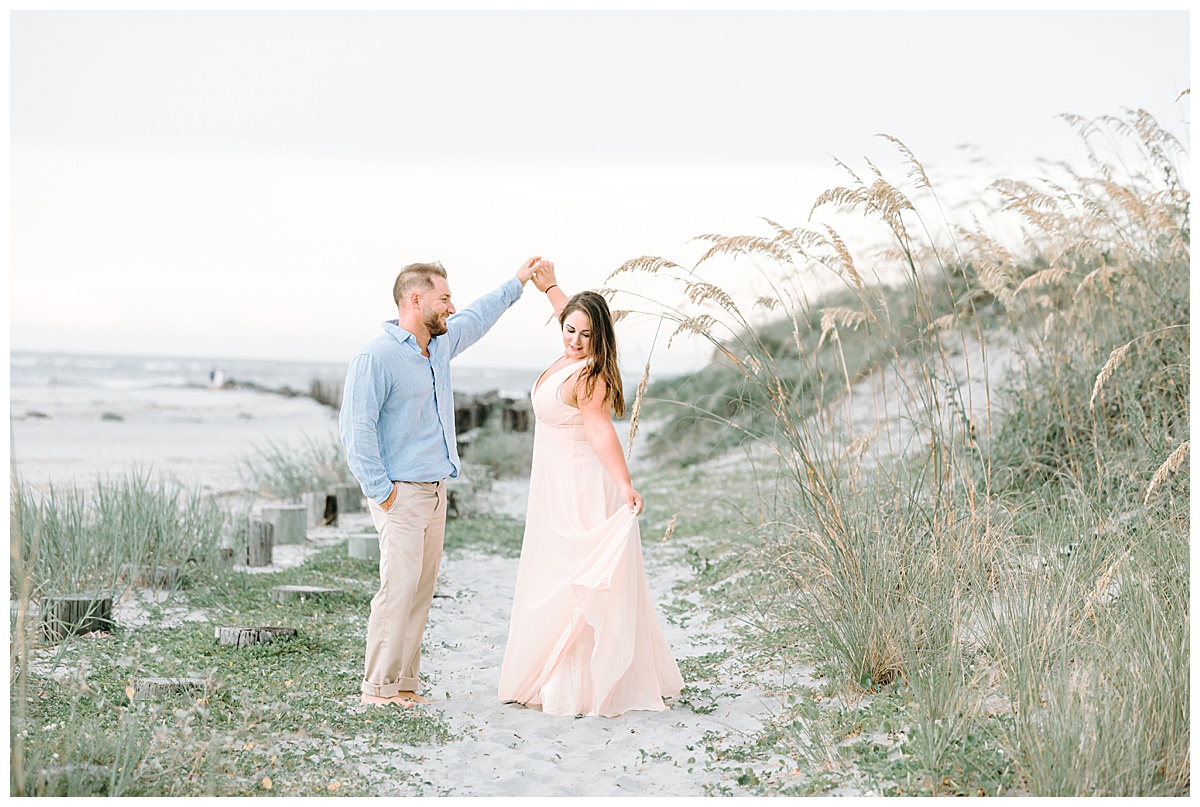 engagement session at lighthouse inlet at folly beach