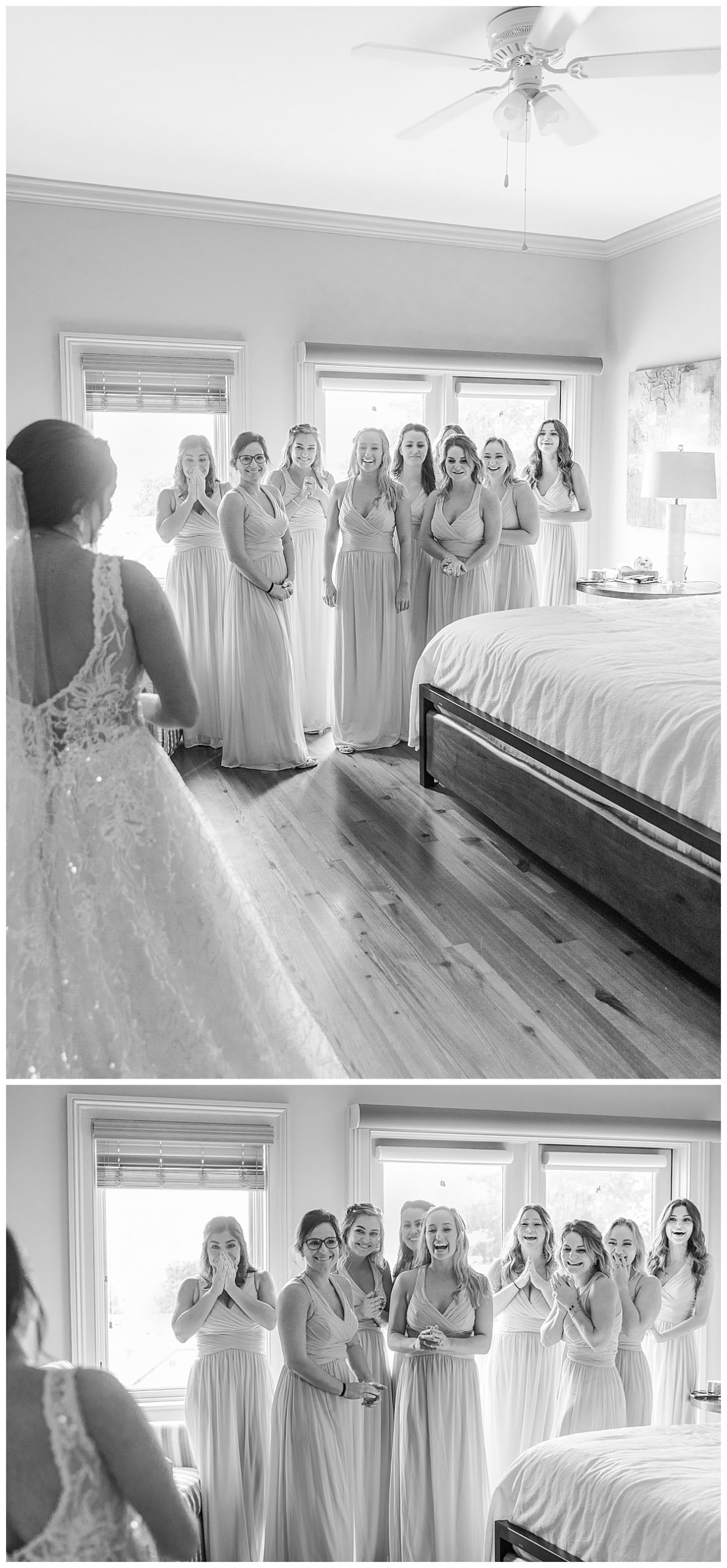 first look with bridesmaids