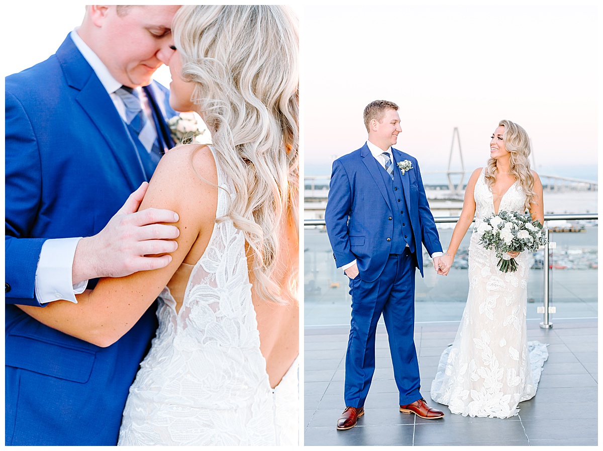 roof top bride and groom photos at The Cedar Room