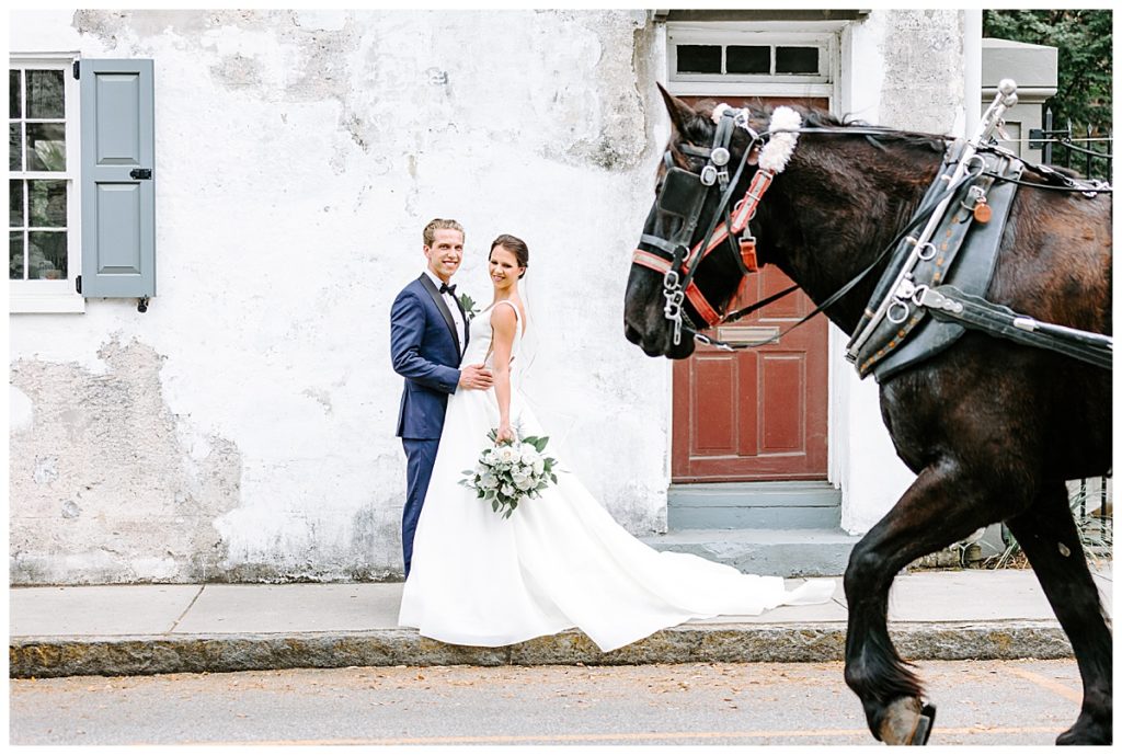 charleston horse and carriage, bride and groom photo